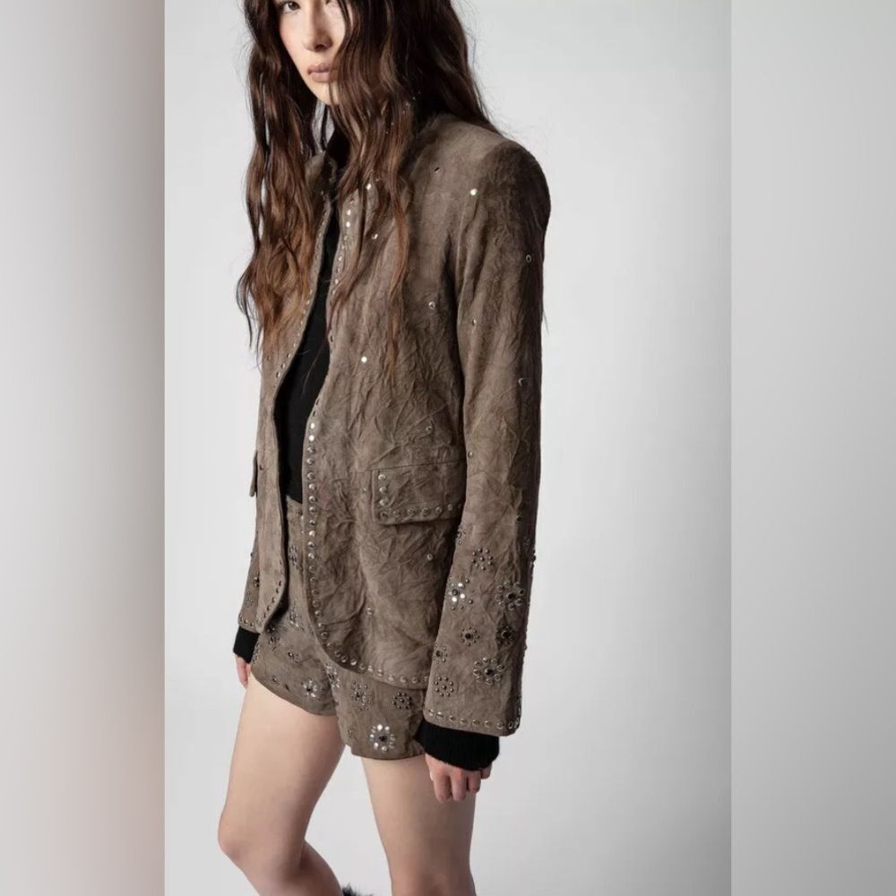 Free People Zadig & Voltaire Very Studded Suede Blazer Size Large